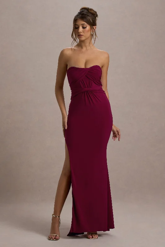 Nomad | Berry Strapless Split Maxi Dress