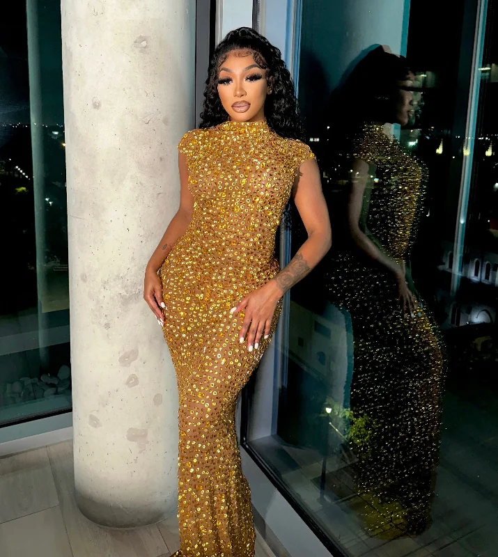 Nessa Gold Maxi Dress Pre-Order