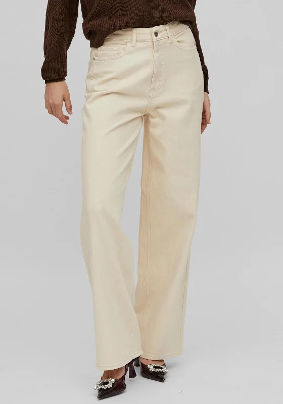 Vila Freya Wide Leg Jeans, Birch