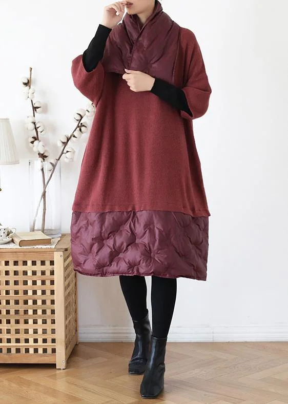 Beautiful Red Half Sleeve Wool Knit Sweater Dress