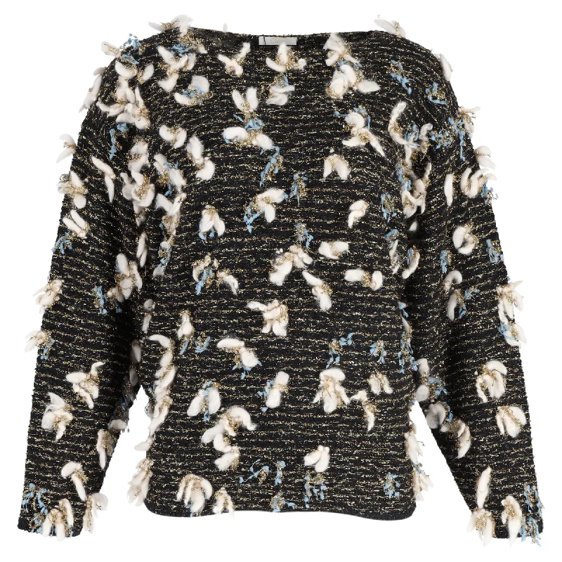 Chloé Lurex Metallic Knit Embellished Sweater in Black Wool