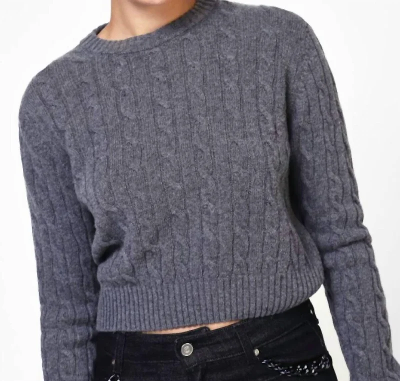 Dalton Cable Knit Sweater In Dark Heather Grey