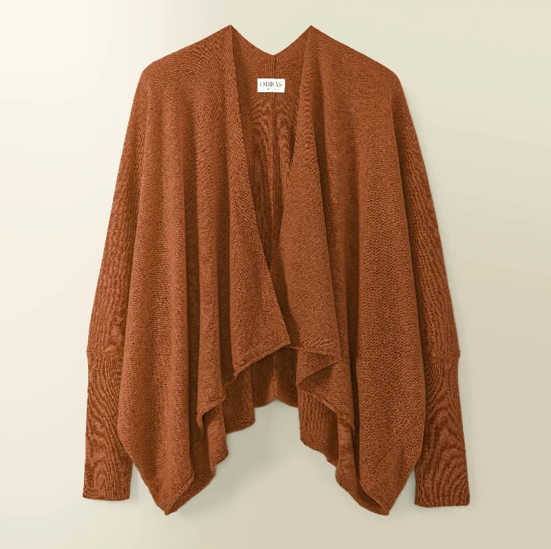 Eden Fine Merino Wrap Cardigan in Chestnut