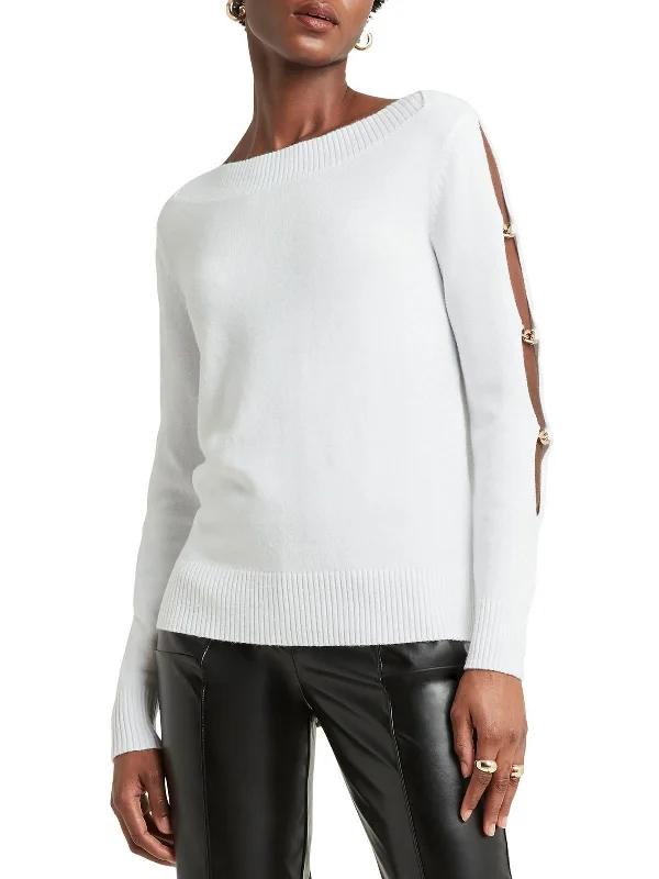 Womens Cut Out Knit Pullover Sweater