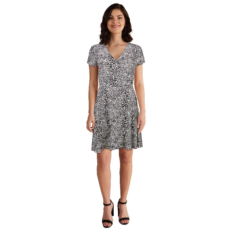 lily morgan Women's Short Sleeve Printed Wrap Dress