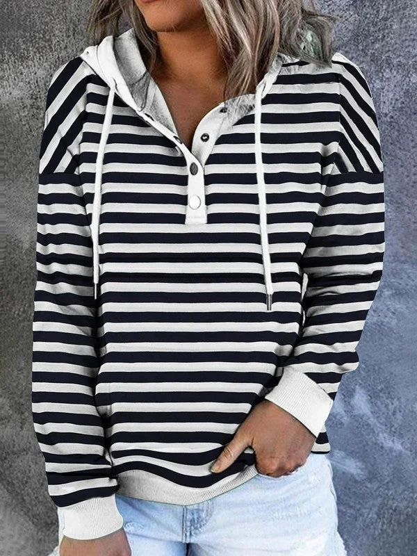 Drop Sleeve Striped Hoodie