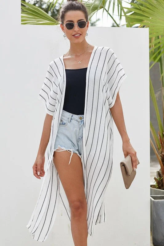 White Striped Kimono