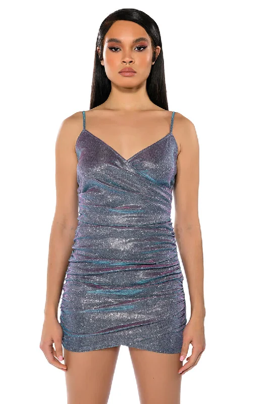 KEEP UP ULTRA SHIMMER STRAPLESS MINI DRESS