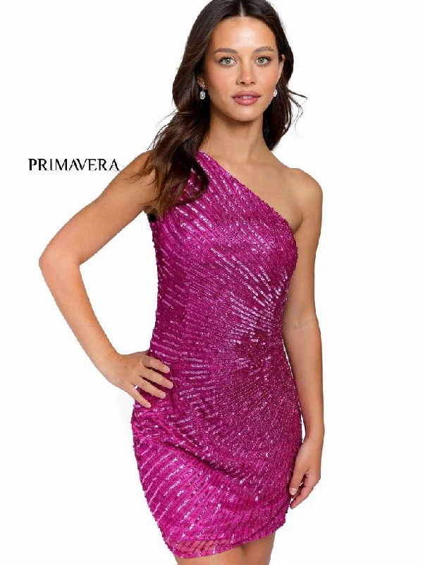 Primavera Couture Short One Shoulder Prom Dress 3830