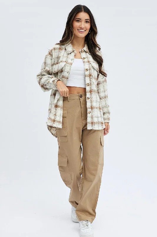 Camel Cargo Pants High Rise