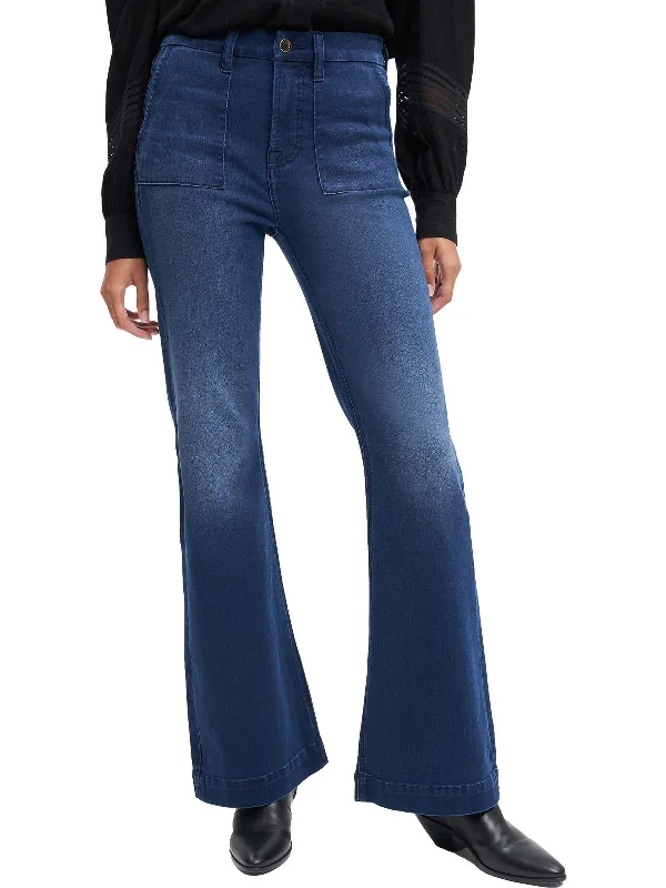 Womens High Rise Dark Wash Flare Jeans